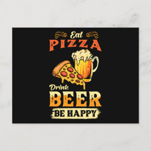 Pizza en bier briefkaart