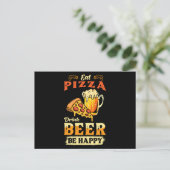 Pizza en bier briefkaart (Staand voorkant)
