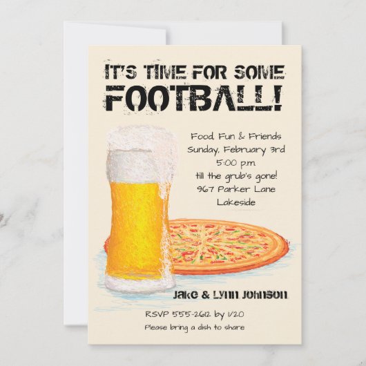 Pizza en Bier Football Kaart (Voorkant)