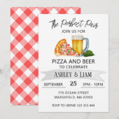 Pizza en Bier Koppel Co-Ed Bruidsuitnodiging Kaart (Voorkant / Achterkant)