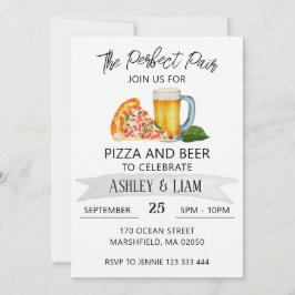 Pizza en Bier Koppel Co-Ed Bruidsuitnodiging Kaart