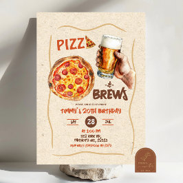 Pizza en bier man verjaardag kaart