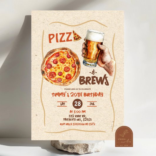 Pizza en bier man verjaardag kaart
