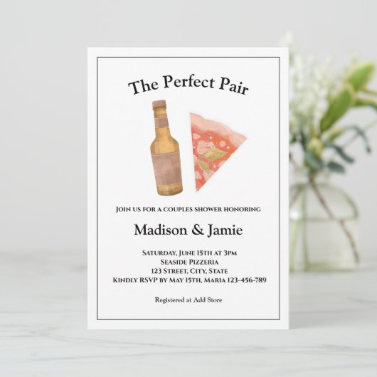 Pizza en Bier Perfect Pair Couples Vrijgezellenfee Kaart (Staand voorkant)