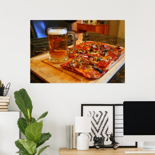 Pizza en bier poster (Thuiskantoor)