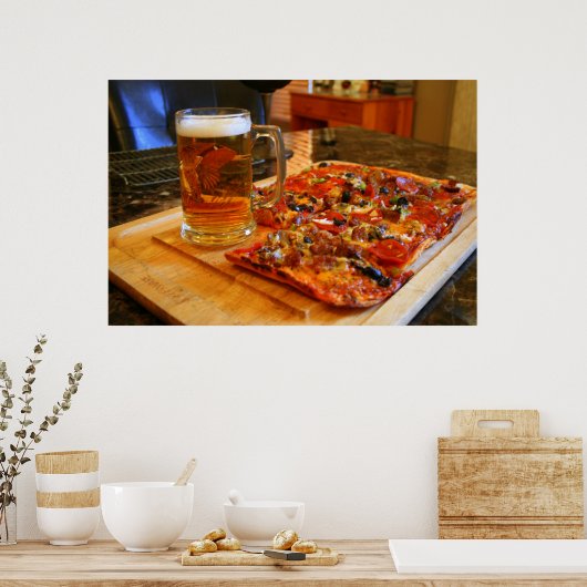Pizza en bier poster (Keuken)
