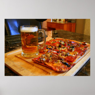 Pizza en bier poster