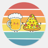 Pizza en bier ronde sticker (Voorkant)