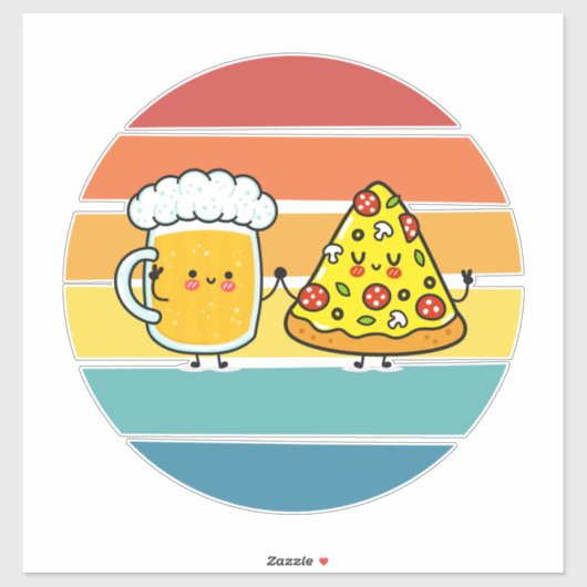 Pizza en bier sticker (Vel)