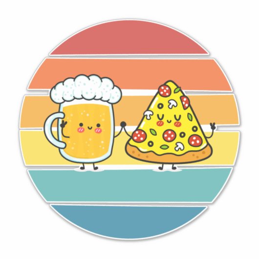 Pizza en bier sticker (Voorkant)