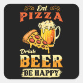 Pizza en bier vierkante sticker (Voorkant)