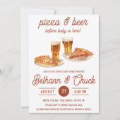 Pizza en bier voor Baby is hier! Baby Shower Kaart (Voorkant)
