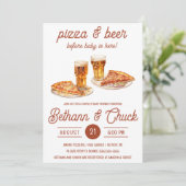 Pizza en bier voor Baby is hier! Baby Shower Kaart (Staand voorkant)