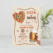 Pizza en bier voordat ik een koppel bruisende Show Kaart (Staand voorkant)