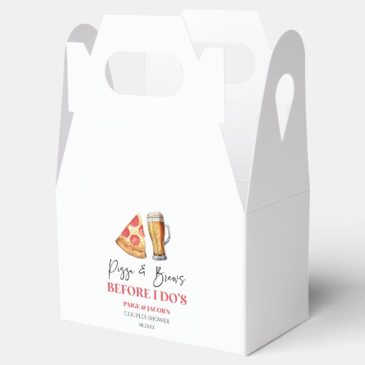 Pizza en bier voordat ik het doe koppel bruisparty bedankdoosjes (Geopend)