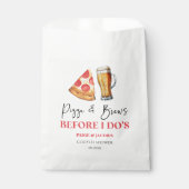 Pizza en bier voordat ik het doe's koppel bruispar bedankzakje (Voorkant)