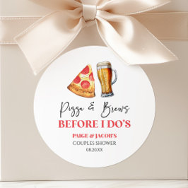 Pizza en bier voordat ik trouw feest voor koppels ronde sticker