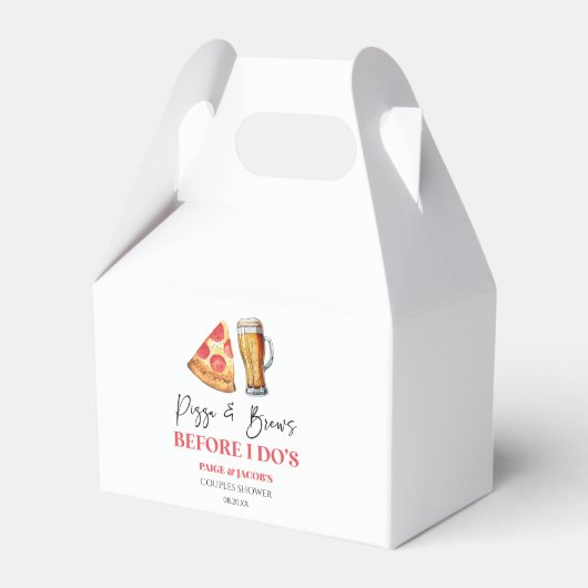 Pizza en biertjes voor ik doe's koppel bruisparty bedankdoosjes (Voorkant Zijde)