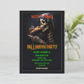 Pizza en Botten Halloween Party Kaart (Staand voorkant)