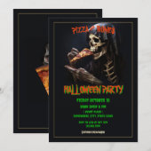 Pizza en Botten Halloween Party Kaart (Voorkant / Achterkant)