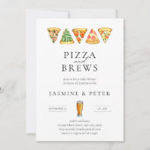 Pizza en Brews Co Ed Baby shower Invitation Kaart (Voorkant)