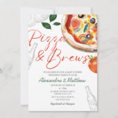 Pizza en Brews Co Ed Baby shower Invitation Kaart (Voorkant)