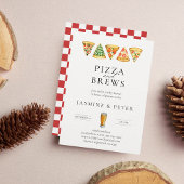 Pizza en Brews Co Ed Baby shower Invitation Kaart