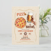 Pizza en Brouwen Man Verjaardag Kaart (Staand voorkant)