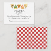 Pizza en brouwsels Co Ed Baby shower Luier Raffle Informatiekaartje (Voorkant / Achterkant)