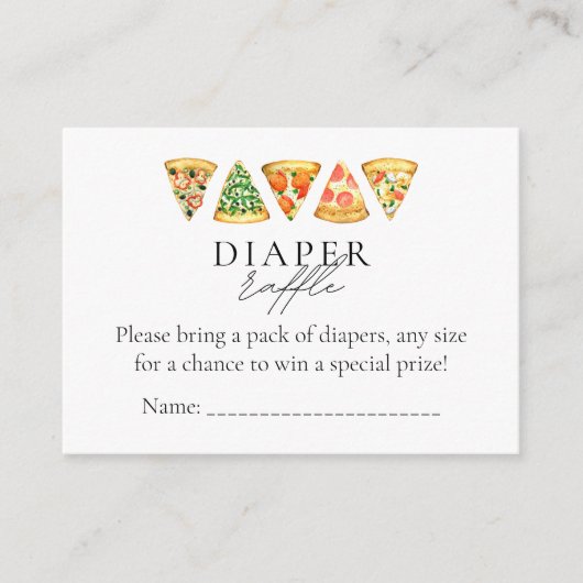 Pizza en brouwsels Co Ed Baby shower Luier Raffle Informatiekaartje (Voorkant)