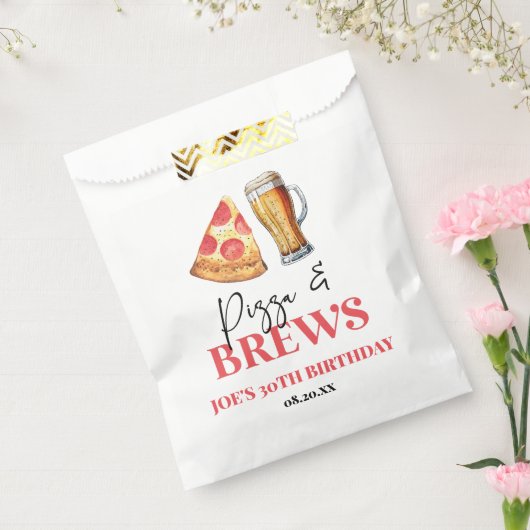 Pizza en brouwt Bier Glas Verjaardagsfeest Bedankzakje (Gezegeld)