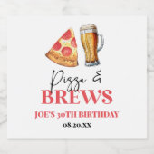Pizza en brouwt Bier Glas Verjaardagsfeest Etiket (Enkel label)