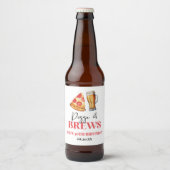 Pizza en brouwt Bier Glas Verjaardagsfeest Etiket (Voorkant)