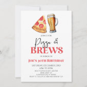 Pizza en brouwt Bier Glas Verjaardagsfeest Kaart (Voorkant)