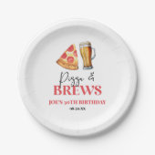 Pizza en brouwt Bier Glas Verjaardagsfeest Papieren Bordje (Voorkant)