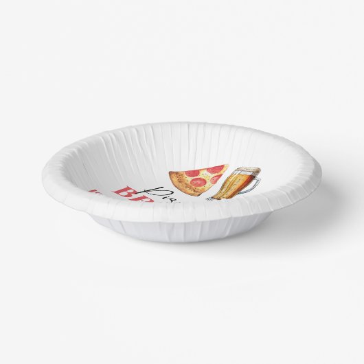 Pizza en brouwt Bier Glas Verjaardagsfeest Papieren Kommen (Gebogen)