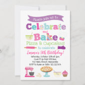 Pizza en Cupcake Baking Party Kaart (Voorkant)