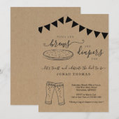 Pizza en diapers te Mannen en Baby shower Kaart (Voorkant / Achterkant)