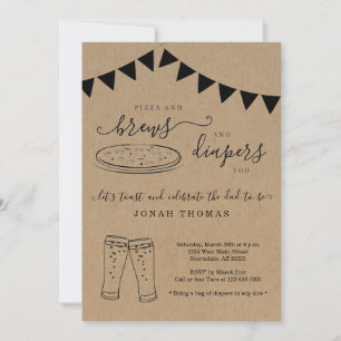 Pizza en diapers te Mannen en Baby shower Kaart