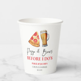 Pizza en drankjes voor de trouwfeest borrel papieren bekers
