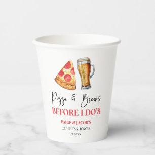 Pizza en drankjes voor de trouwfeest borrel papieren bekers