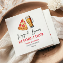 Pizza en drankjes voor de trouwfeest borrel servet