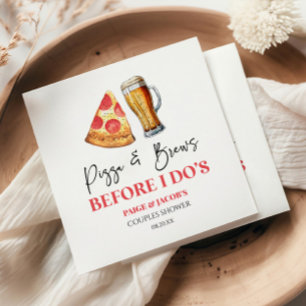 Pizza en drankjes voor de trouwfeest borrel servet