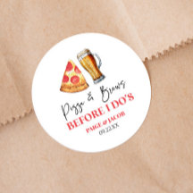 Pizza en drankjes voor het oefendiner van 'Voor ik