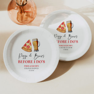 Pizza en drankjes voor ik trouw Bruidsfeest voor k Papieren Bordje