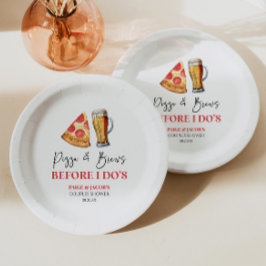 Pizza en drankjes voor ik trouw Couples Bruisfeest Papieren Bordje