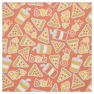 Pizza- en Drink Patroonstructuur Stof