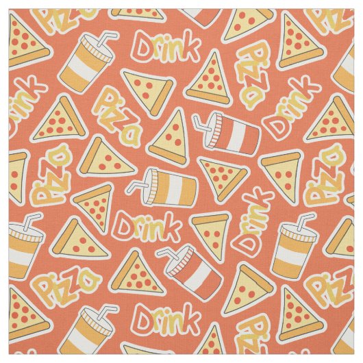 Pizza- en Drink Patroonstructuur Stof (Swatch)