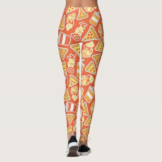 Pizza en Drinken patroon Leggings (Achterkant)