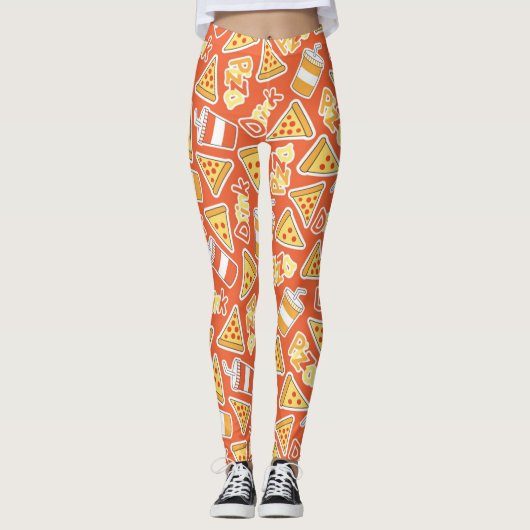 Pizza en Drinken patroon Leggings (Voorkant)